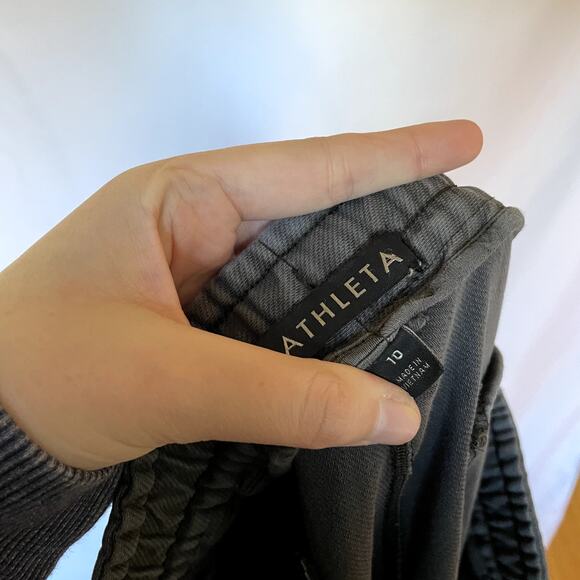 Athleta dark gray sweatpants zip pockets drawstring elastic waist women's 10 - Picture 7 of 8